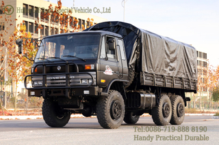 ລົດບັນທຸກ Off-road ສີດໍາ 6WD ກັບ Tarpaulin_Convertible Cargo Truck with Brake Cooling
