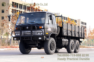 Dongfeng ສີດໍາ 6×6 Flathead ຫນຶ່ງແລະເຄິ່ງຫນຶ່ງເປັນແຖວລົດບັນທຸກ Cab_Convertible Cargo Trucks