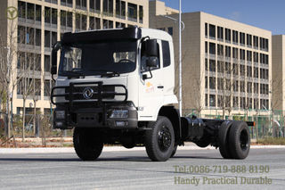 Dongfeng 4WD Chassis ສີຂາວສົ່ງອອກ_ຢາງຄູ່ຫລັງສາມາດປ່ຽນເປັນຕູ້ເຢັນລົດບັນທຸກ
